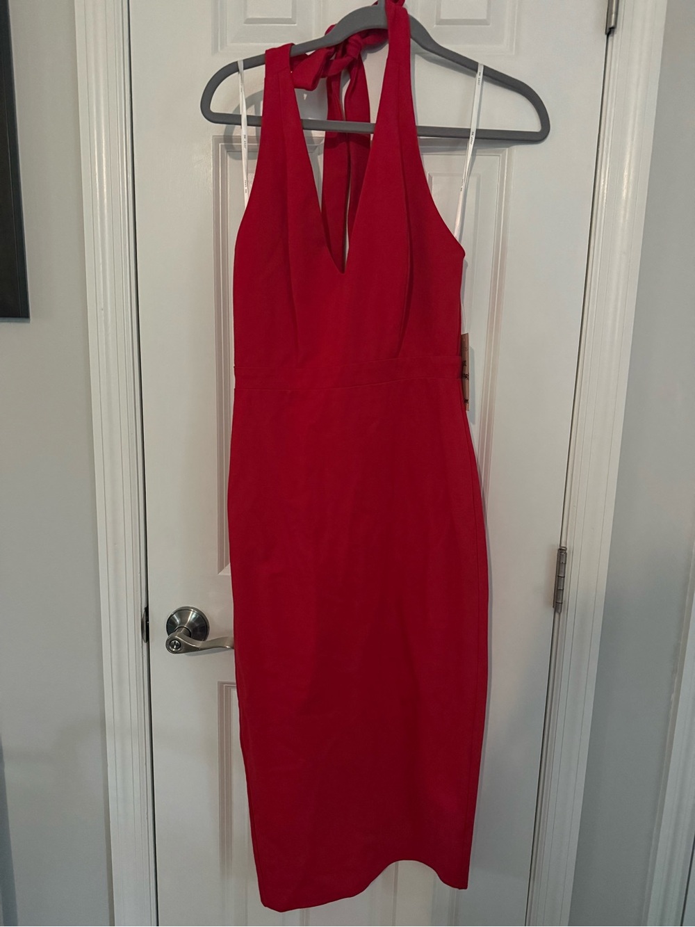 Just Me Red One-Shoulder Midi Dress